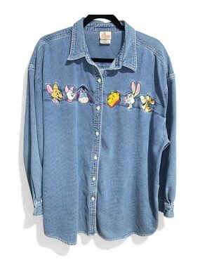 Vintage Disney Winnie the Pooh Denim Shirt - Medium Blue 100% Cotton size XXL